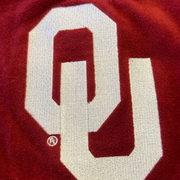 OU University of Oklahoma Youth 14/16 Fleece Quarter Zip Logo Top by Majestic - Picture 4 of 7